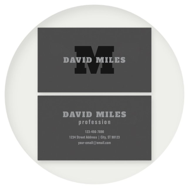 Tarjeta De Visita Su nombre o nombre comercial | Gris Masculino Mode (Subido por el creador)