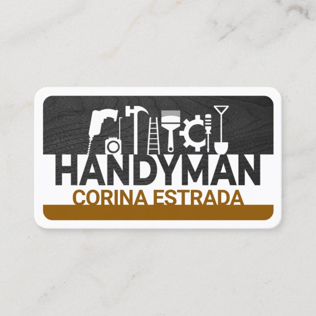 Tarjeta De Visita Su nombre Timber Handyman Tools Signage (Anverso)