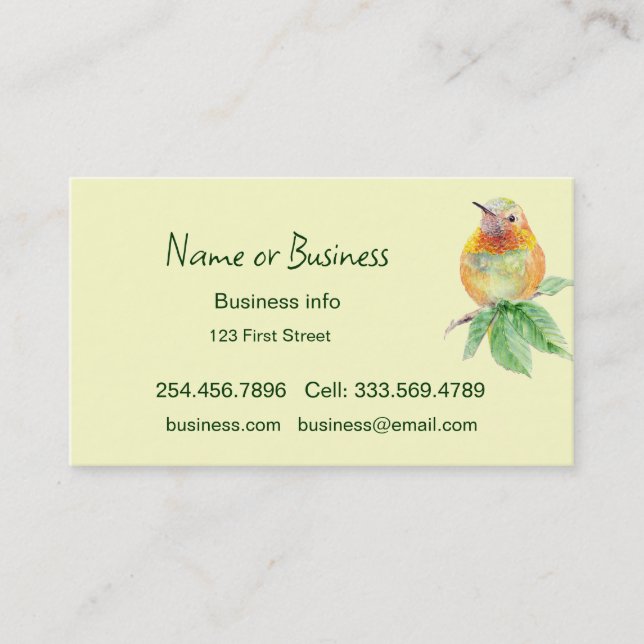 Tarjeta De Visita Subave Hummingbird (Anverso)