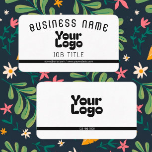 Tarjeta De Visita Sube tu logotipo   Blanco y negro (editable)