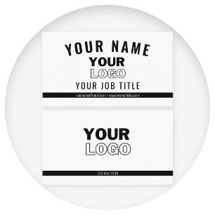 Tarjeta De Visita Sube tu logotipo   Blanco y negro (editable)