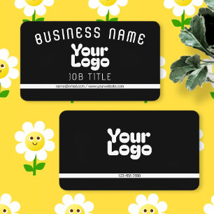 Tarjeta De Visita Sube tu logotipo   Negro y blanco (editable)