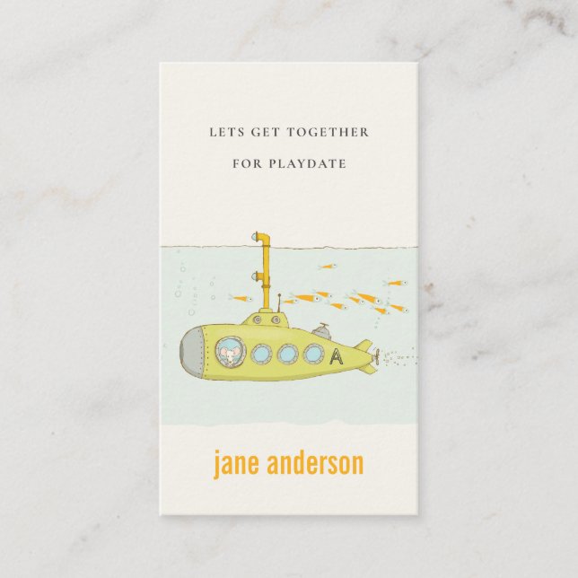 Tarjeta De Visita Submarino submarino Submarino Monograma Llamada a  (Anverso)