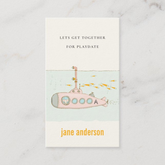 Tarjeta De Visita Submarino submarino Submarino Monograma Llamada a  (Anverso)