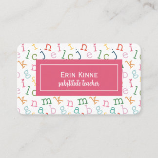 Tarjeta De Visita Substitute Teacher Business Calling Card Alphabet