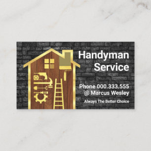 Tarjeta De Visita Sucio muro de ladrillo dorado Hogar herramientas E