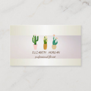 Tarjeta De Visita Suculenta plantada de cactus de raya elegante chic