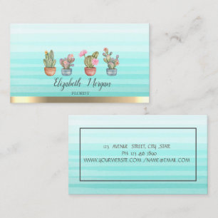 Tarjeta De Visita Suculentas acuarela franja Ombre