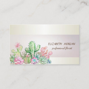 Tarjeta De Visita Suculentas Cactus de Raya Elegante Chic