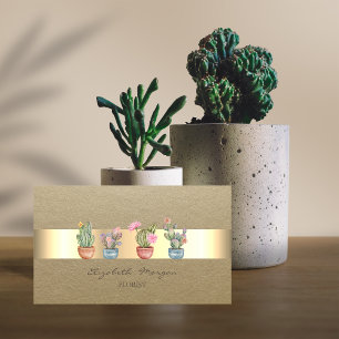 Tarjeta De Visita Suculentas de raya Kraft rústicas