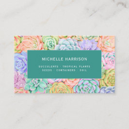 Tarjeta De Visita Suculentas Plantas coloreadas de agua Tienda Códig