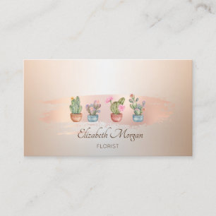 Tarjeta De Visita Suculentas Trazo de Pincel Rosa Dorado Panadería