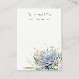 Tarjeta De Visita Suculento azul suave Floral Blank Pantalla de joye