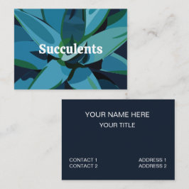 Tarjeta De Visita Suculentos Cactus Agave Azul