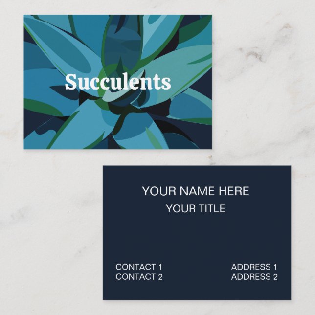 Tarjeta De Visita Suculentos Cactus Agave Azul (Anverso / Reverso)