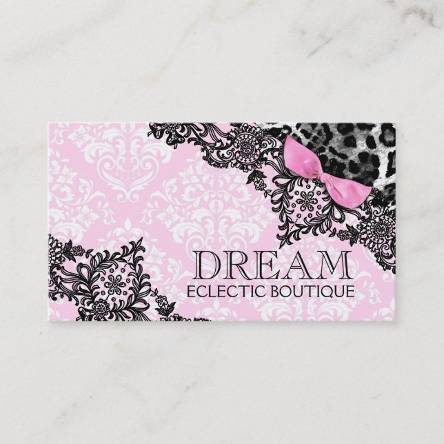 Tarjeta De Visita Sueño 311 en rosa femenino del leopardo y del (Anverso)