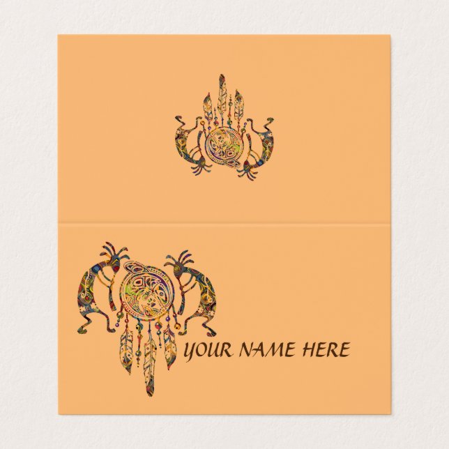 Tarjeta De Visita Sueño nativo americano de ballena Kokopelli 2 (Exterior desplegado)