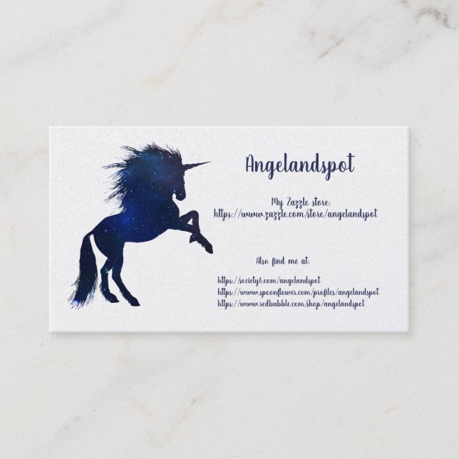 Tarjeta De Visita Sueños de Unicornios y Caballos (Anverso)