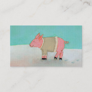 Tarjeta De Visita Suéter caliente del cerdo del arte del invierno d