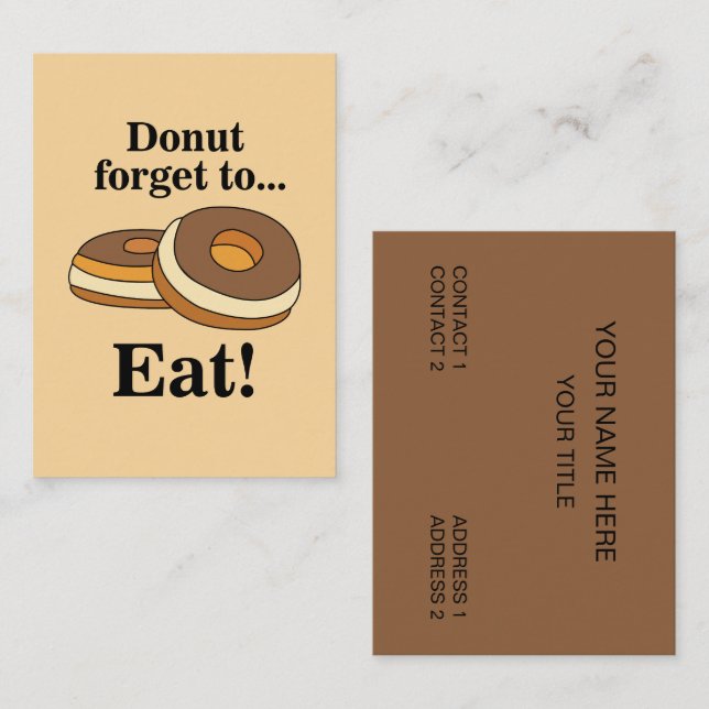 Tarjeta De Visita Sugar Donut Doughnut Bakery (Anverso / Reverso)