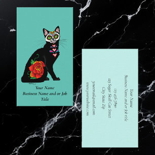 Tarjeta De Visita Sugar Skull Black Cat