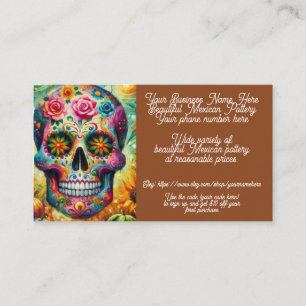 Tarjeta De Visita Sugar Skull Venta de Tiendas de Cerámica Mexicana 