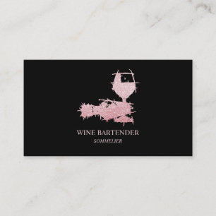 Tarjeta De Visita Sumiller de camarero de vino oro rosa