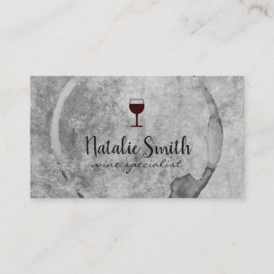 Tarjeta De Visita Sumiller de vidrio de vino de Grunge