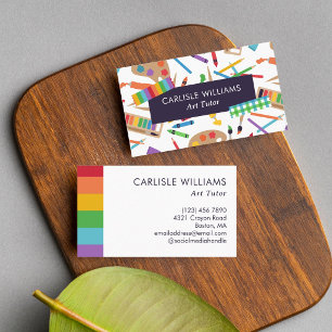 Tarjeta De Visita Suministros de Arte Coloridos Profesor Tutor de Ar