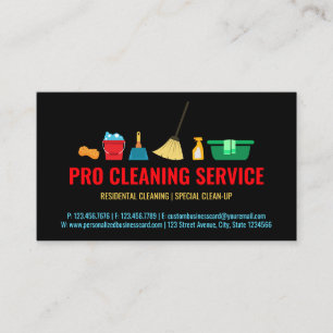 Tarjeta De Visita Suministros de limpieza janitorial azul negro ama