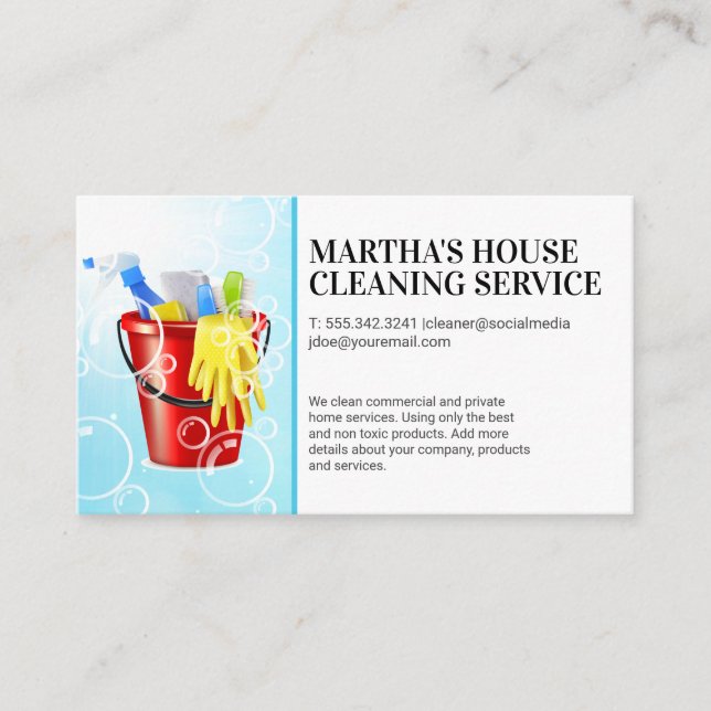 Tarjeta De Visita Suministros de limpieza | Soap Bubbles Business (Anverso)