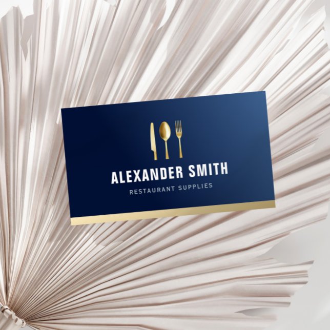 Tarjeta De Visita suministros de restaurantes profesionales azules (Subido por el creador)