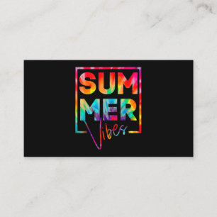 Tarjeta De Visita Summer Vibes Tie Dye Hola vacaciones de verano
