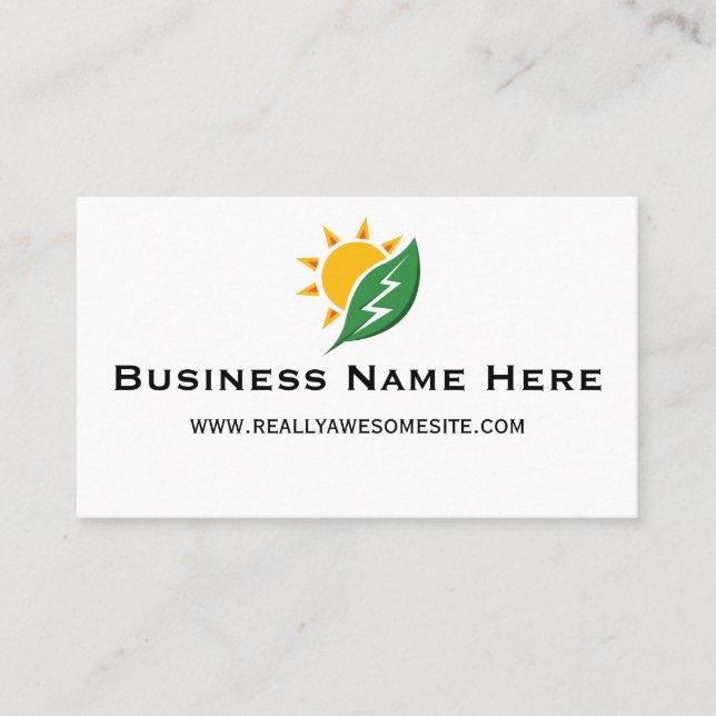 Tarjeta De Visita Sun and Leaf with Electricity Zap Business Card (Anverso)