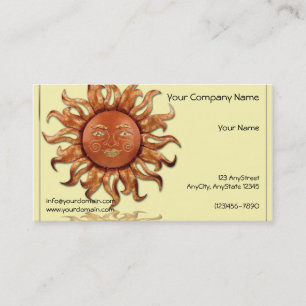 Tarjeta De Visita Sun de bronce en el fondo poner crema