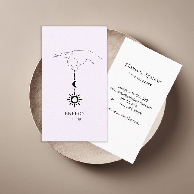 tarjeta de visita Sun Moon (Sun Moon Illustration Business Card. Modern Whimsical. Perfect for Energy Healer & more.)