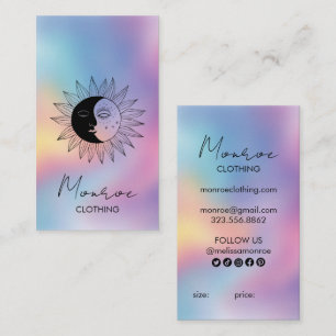 Tarjeta De Visita Sun Moon Boho Line Art Rainbow Social HANG TAGS