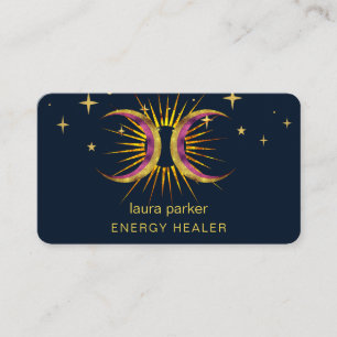 Tarjeta De Visita Sun Moon Mystic Crescent Reiki Healer