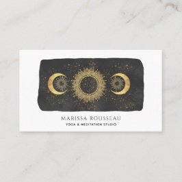 Tarjeta De Visita Sun Moon Stars Gold Black Yoga Studio
