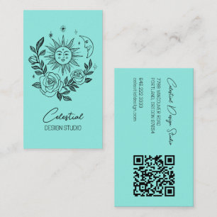 Tarjeta De Visita Sun Moon y Rosas PERSONALIZADO botánico de Boho má