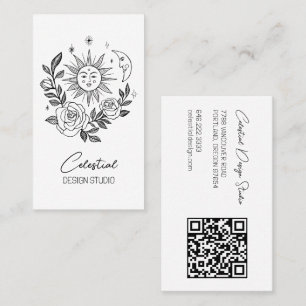 Tarjeta De Visita Sun Moon y Rosas PERSONALIZADO botánico de Boho má