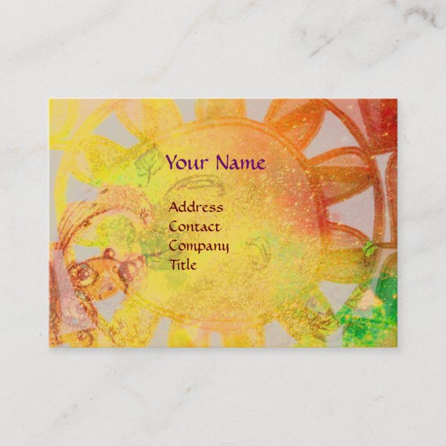 Tarjeta De Visita SUN SOLAR ENERGÍA MONOGRAM Azul amarillo Marrón (Anverso)