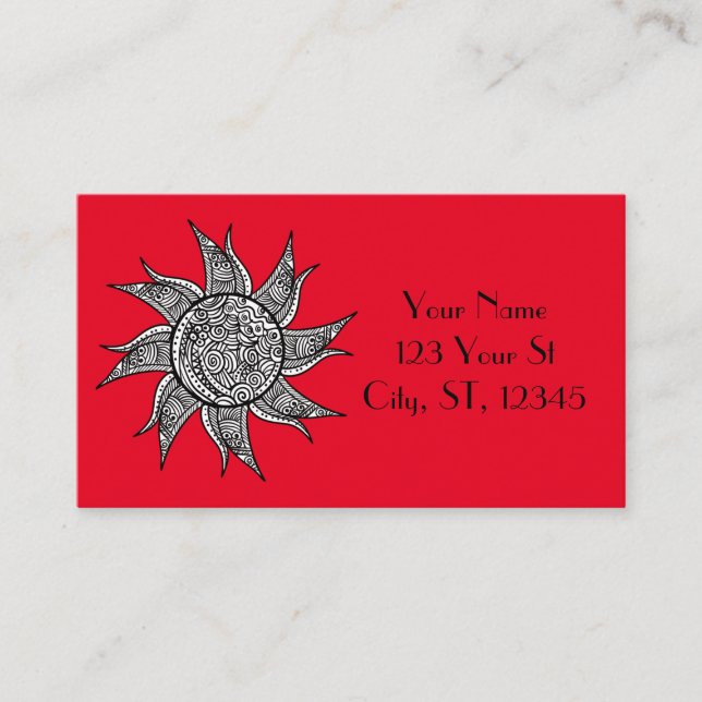 Tarjeta De Visita Sun Tattoo Thunder_Cove al estilo Henna  (Anverso)