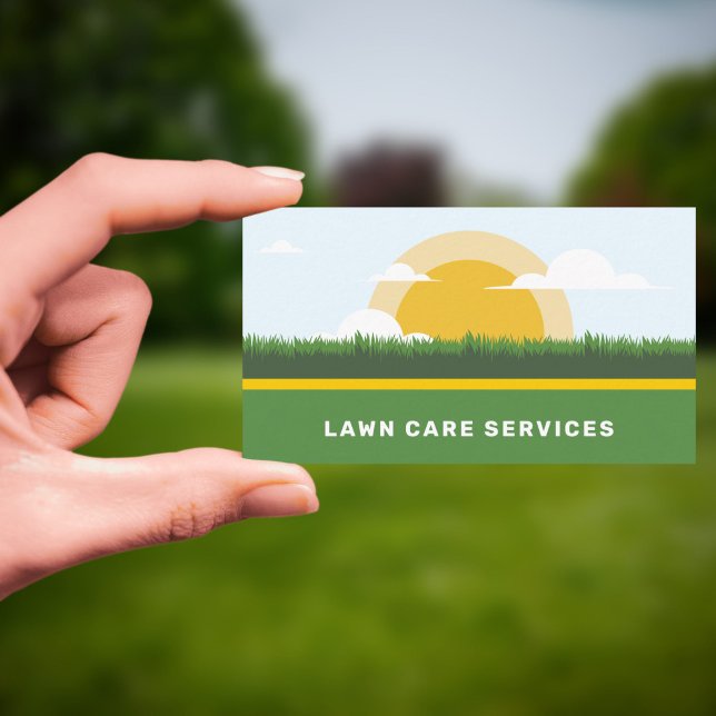Tarjeta De Visita Sun y Grass - Servicios de atención de la salud en (Sun & Grass - Lawn Care Services Business Card)