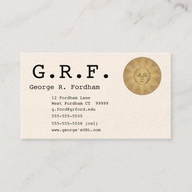 Tarjeta De Visita Sun y monograma del personalizable de la luna (Anverso)