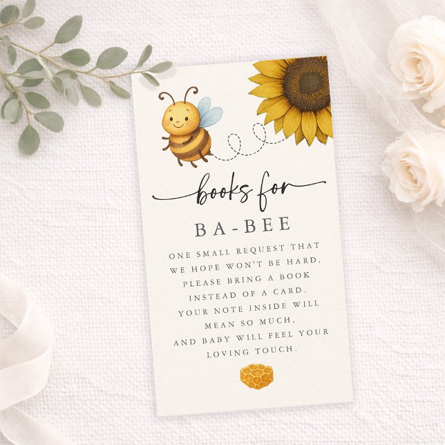 Tarjeta De Visita Sunflower Bee Baby Shower Book Request Card (Sunflower Bee Baby Shower Book Request Card)