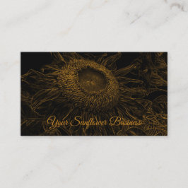 Tarjeta De Visita Sunflower Gold Black Floral Art Elegante Lujo