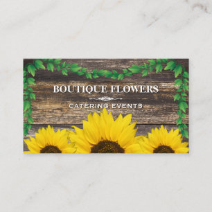 Tarjeta De Visita Sunflower   Madera y vides rusas