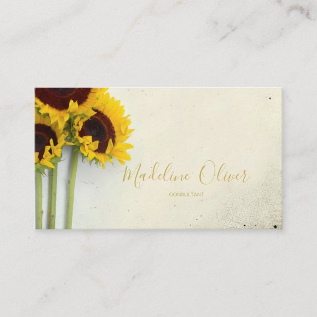 Tarjeta De Visita Sunflower Rustic Modern Stylish (Anverso)