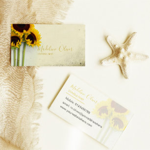 Tarjeta De Visita Sunflower Rustic Modern Stylish